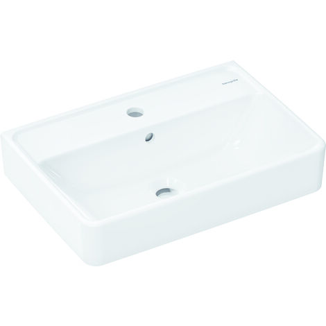 hansgrohe Xanuia Q Waschtisch Compact 550x370mm mit Hahnloch und Überlauf, Weiß