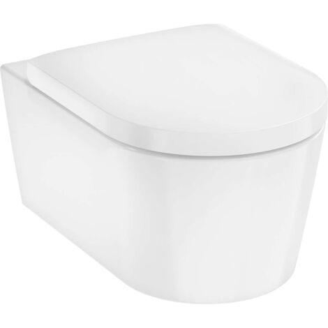 hansgrohe EluPura S Wand WC Set 540 AquaFall Flush mit WC-Sitz mit SoftClose, QuickRelease, Weiß