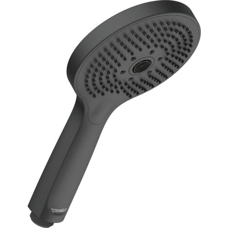 Duschkopf Duravit Universal, mit 3 Strahlarten (Rain, Pulse, Mono), rund (Ø 120 mm), reinigungsfreundlich, Schwarz Matt