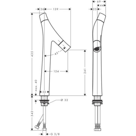 Poignée D'eau Chaude Axor Mondaro – Hansgrohe, Chromé/or, 70x70x60 Mm