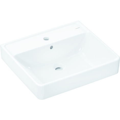 hansgrohe Xanuia Q Aufsatzwaschtisch geschliffen 550x480mm mit Hahnloch und Überlauf, Weiß