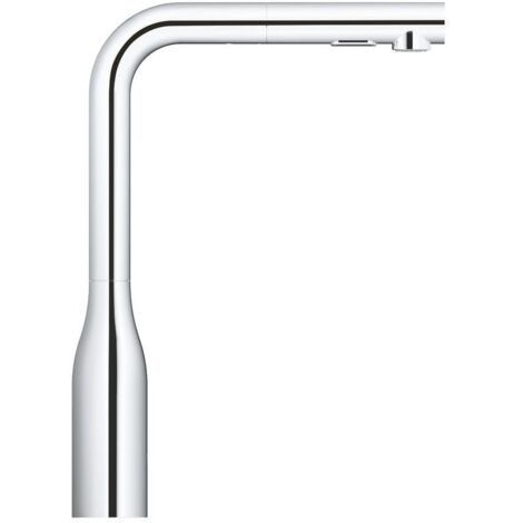 Grohe Essence 1-Loch-Einhand-Spültischbatterie herausziehbare Spülbrause, Chrom, Professional Edition