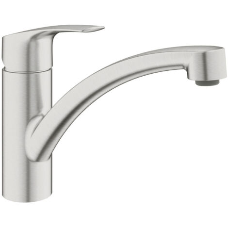 Grohe Eurosmart 1-Loch-Einhand-Spültischbatterie, flacher Auslauf, schwenkbarer Gussauslauf, Supersteel