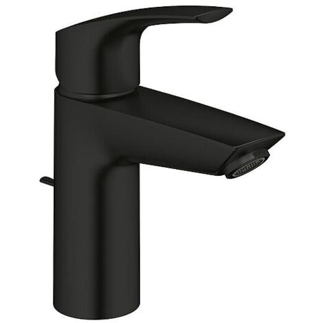 Waschtischmischer Grohe Eurosmart S-Size mit Ablaufgarnitur, Ausladung 109 mm, mit Zugstange, matte black - 332652433