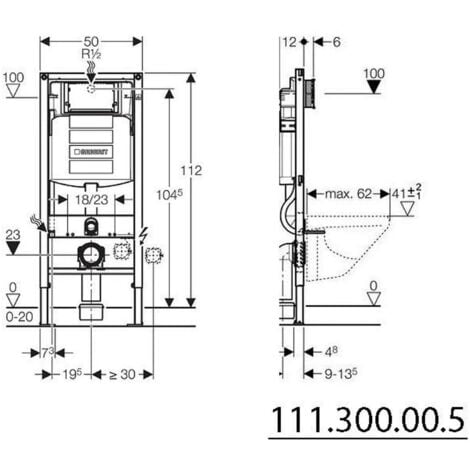 Vorwandelement GEBERIT Duofix Wand-WC 112cm mit Sigma Unterputzspülkasten UP320 - 111.300.00.5