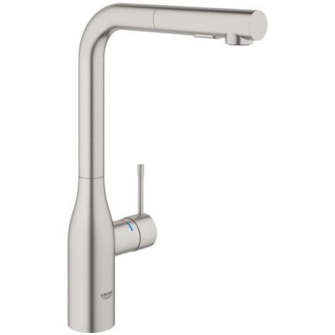 Grohe Essence 1-Loch-Einhand-Spültischbatterie herausziehbare Spülbrause, Supersteel, Professional Edition