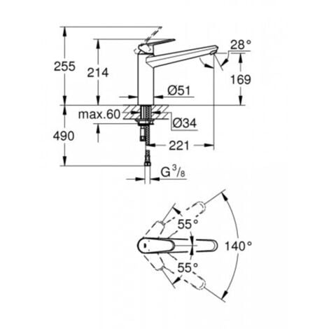 Grohe Eurodisc Cosmopolitan Einhand-Spültischbatterie,