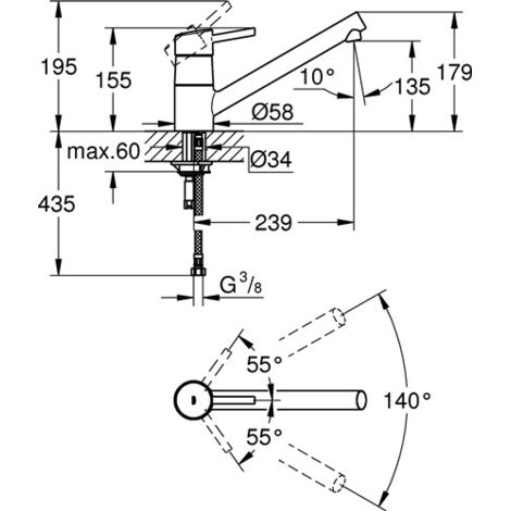 Grohe Concetto Einhand Spultischbatterie Dn 15 Gussauslauf Flacher Auslauf Chrom 32659001