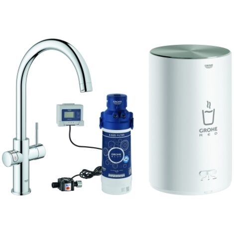 Grohe Red Duo Küchenarmatur, 1-Loch-Montage, Boiler M-Size, C-Auslauf, Chrom, 30083001 (1/5)