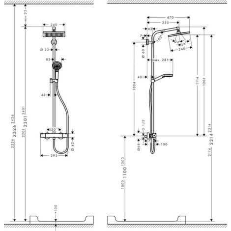 hansgrohe Crometta E Showerpipe 240 1jet EcoSmart mit Thermostat,