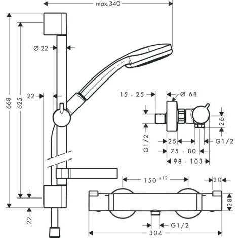 hansgrohe Croma 100 Brausesystem Aufputz Multi mit Ecostat
