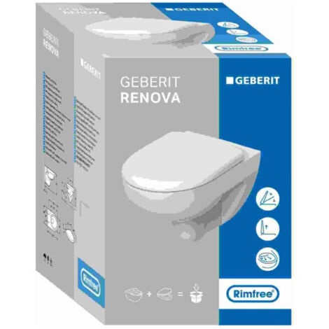 Geberit Renova Set Wand-WC Tiefspüler, Rimfree, mit WC-Sitz,
