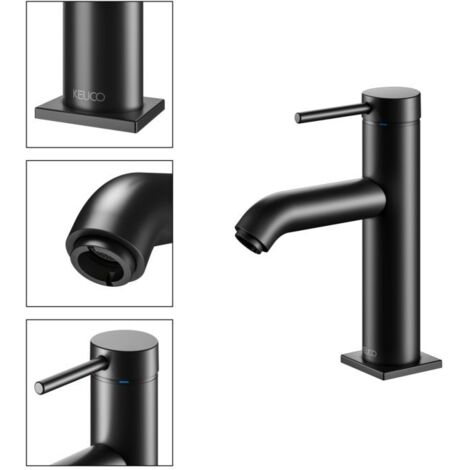 Keuco IXMO Soft 100 Black Selection Waschtischarmatur 59502372100 ohne Ablaufgarnitur, schwarz