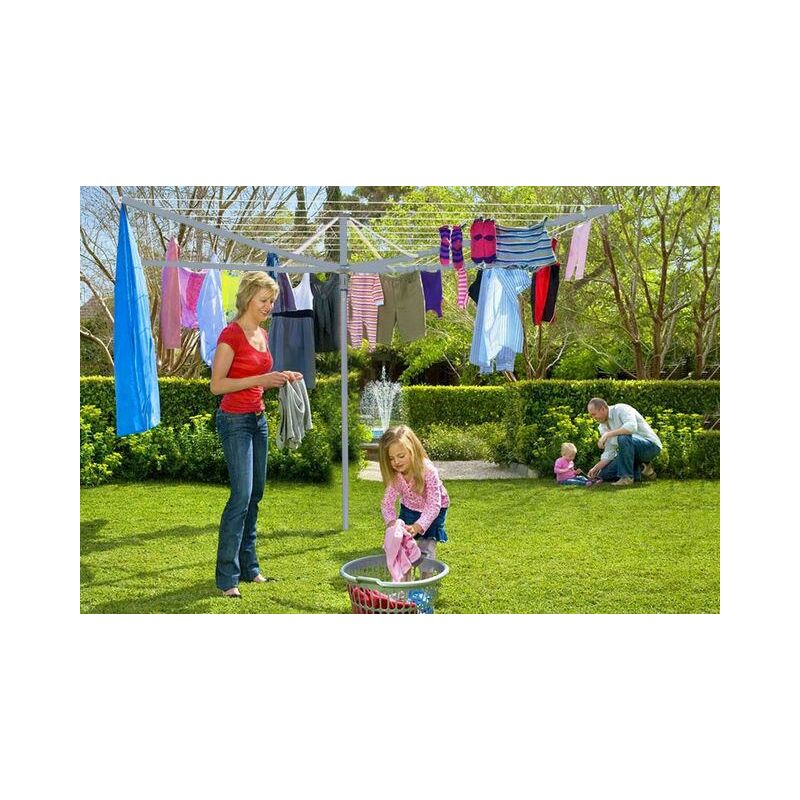 4 ARM OUTDOOR ROTARY LAUNDRY CLOTHES AIRER DRYER WASHING LINE WITH GROUND SOCKET 