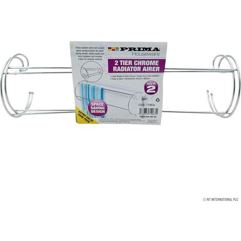 Pack of 2 Chrome Radiator Airer 2 Tier Clothes Drying Hang Rack Laundry Towel 