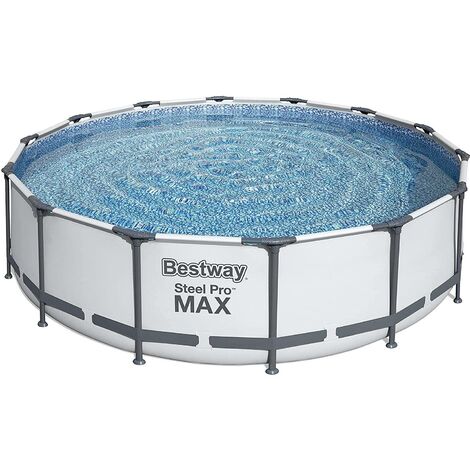 NEW BESTWAY STEEL PRO MAX ROUND FRAME SWIMMING POOL WITH FILTER PUMP GREY 14FT
