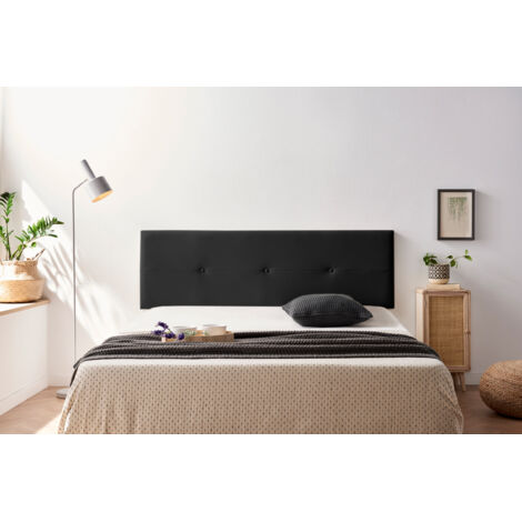 Cabecero Tapizado NAPOLI Polipiel 145x50x5 cm - NEGRO - Moonia