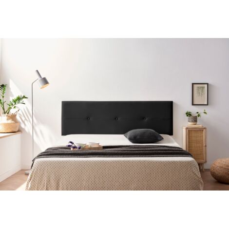 Cabecero Tapizado NAPOLI Polipiel 90x50x5 cm - NEGRO - Moonia