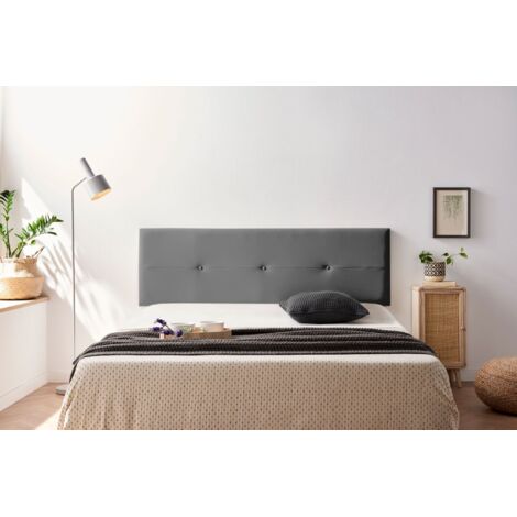 Cabecero Tapizado NAPOLI Polipiel 115x50x5 cm - GRIS OSCURO - Moonia