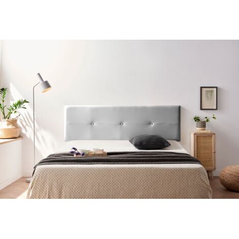 Cabecero Tapizado NAPOLI Polipiel 115x50x5 cm - PLATEADO - Moonia