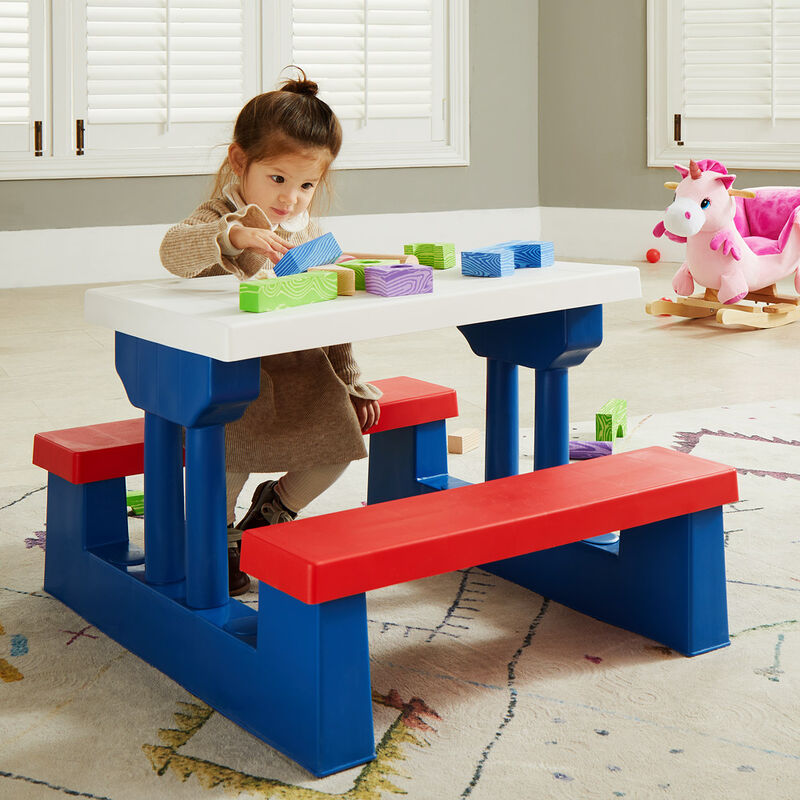 Childrens table shop and bench set