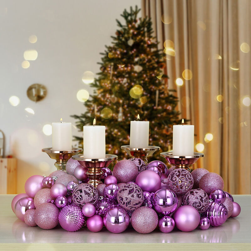 pink silver and gold christmas decorations