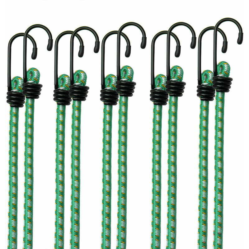 DEUBA 12x Bungee Cords Lashing Straps Expander Luggage Strap Elastic Durable Metal Hooks Assorted Combinable Weather-resistant 