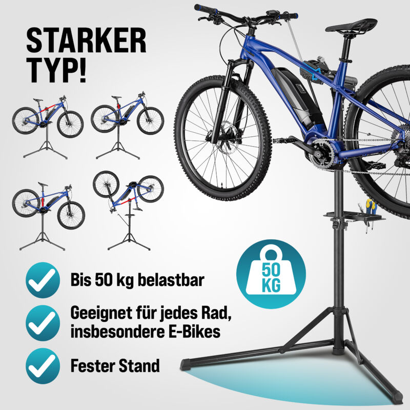 Monzana Bicycle Assembly Stand Foldable 50kg 110lbs Quick Release Handlebar 30 70mm Tool Tray e Bike Repair Stand With Carrying Bag