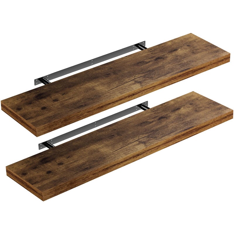 Set of 3 Dark Brown Wooden Floating Shelf for Nursery, Office, Bedrooms,  Space Saving (15.7 x 5.5 x 1.5 In)