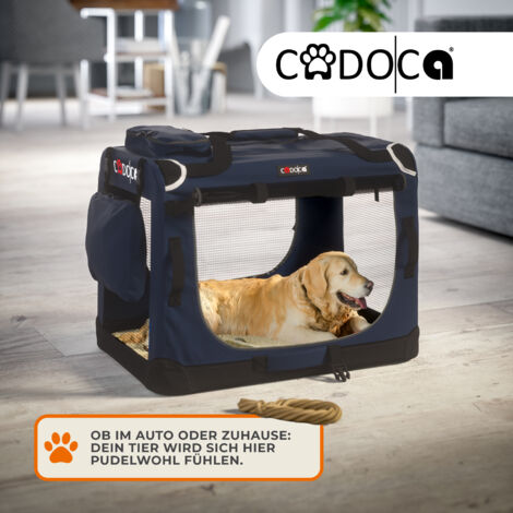 CADOCA® Pet Carrier Fabric Dog Cat Rabbit Transport Bag Cage Folding Puppy Crate  XL - Navy Blue