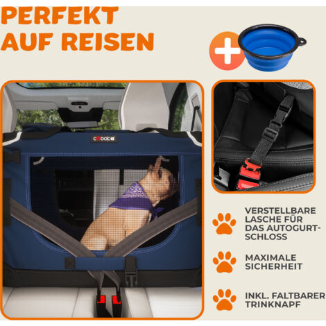 CADOCA® Pet Carrier Fabric Dog Cat Rabbit Transport Bag Cage Folding Puppy Crate  XL - Navy Blue