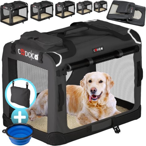 CADOCA® Pet Carrier Fabric Dog Cat Rabbit Transport Bag Cage Folding Puppy Crate  L - Anthracite