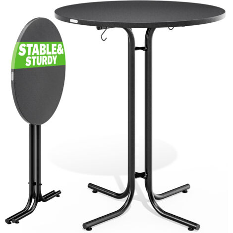CASARIA® Foldable Round Bar Table  70/80 x 110cm  Sturdy Garden High Table with Wooden Top and Powder-Coated Metal Frame  Bistro & Party Table  White/Grey  grau 80cm (de)