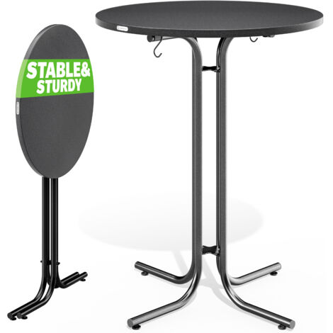 CASARIA® Foldable Round Bar Table  70/80 x 110cm  Sturdy Garden High Table with Wooden Top and Powder-Coated Metal Frame  Bistro & Party Table  White/Grey  grau 70cm (de)