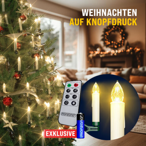 MONZANA® Battery Powered Clip On LED Candle Christmas Tree Lights White/Multi  40er / warm weiß (de)
