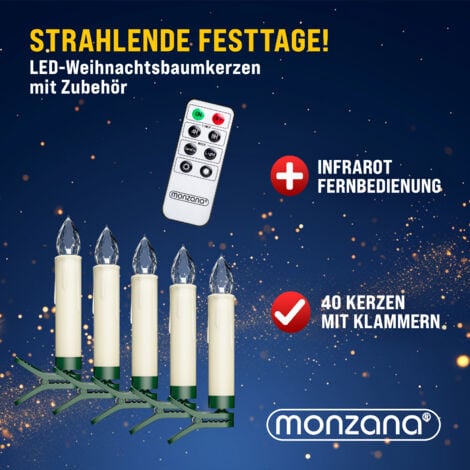 MONZANA® Battery Powered Clip On LED Candle Christmas Tree Lights White/Multi  40er / warm weiß (de)