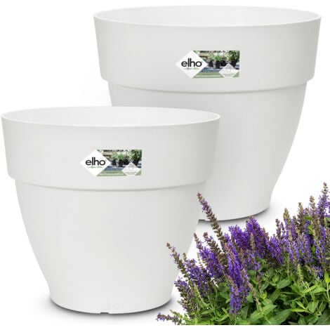 GARDEBRUK® Multipack Vibia Campana Round Flower Pots  Sustainable Recycled Plastic  Planter Box Plant Pot  Frostproof  Suitable for Indoor or Outdoor Use  20x17cm  White  2er Set (de)