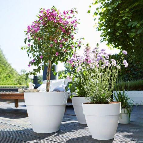 GARDEBRUK® Multipack Vibia Campana Round Flower Pots  Sustainable Recycled Plastic  Planter Box Plant Pot  Frostproof  Suitable for Indoor or Outdoor Use  20x17cm  White  2er Set (de)