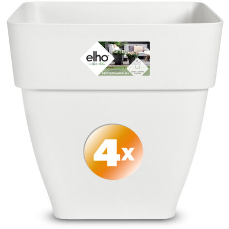 GARDEBRUK® Multipack Vibia Campana Square Flower Pots  Sustainable Recycled Plastic  Planter Box Plant Pot  Frostproof  Suitable for Indoor or Outdoor Use  29x30cm  White  4er Set (de)