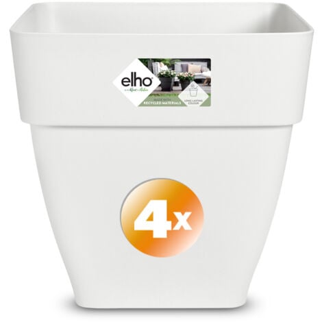 GARDEBRUK® Multipack Vibia Campana Square Flower Pots  Sustainable Recycled Plastic  Planter Box Plant Pot  Frostproof  Suitable for Indoor or Outdoor Use  36x35cm  White  4er Set (de)