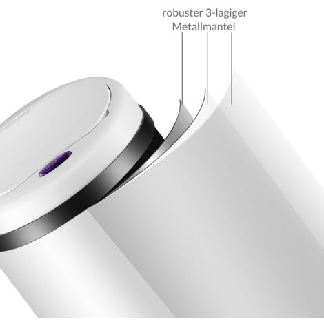 MONZANA® Smart Sensor Kitchen Waste Bin  Automatic Motion Sensor  Soft Close Lid  With Waterproof LED Display & Hygienic Contactless Movement Detector  Weiß S (de)