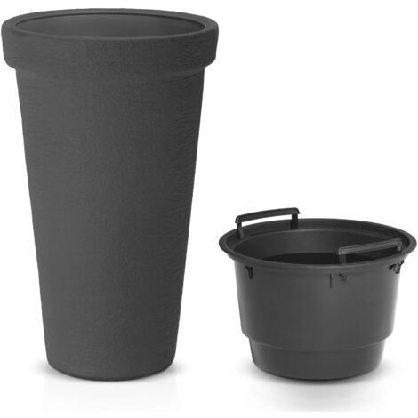 CASARIA XXL Plant Pot 42 Litre Capacity 40 cm Diameter 63 cm Height  Customisable Drainage Weatherproof & UV Stable Durable Plastic Removable  Inner Pots Anthrazit (de)
