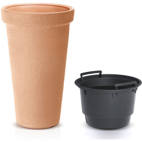 CASARIA® XXL Plant Pot  42 Litre Capacity  40 cm Diameter  63 cm Height  Customisable Drainage  Weatherproof & UV Stable  Durable Plastic  Removable Inner Pots  Terracotta (de)