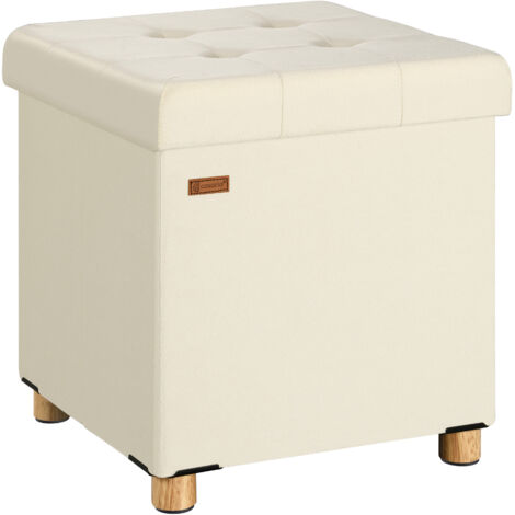 CASARIA® Velvet Ottoman  40L Storage Capacity  Thick Foam Padded Lid  Sturdy Wooden Legs with Floor Protectors  Foldable Design  300kg Weight Capacity  Beige (de) (1/9)