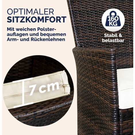 CASARIA® Rattan Garden Furniture Dining Table and Chairs Set  190x90cm Table  Cushions Included  Rectangular 8 Seater  Dark Brown Rattan & Acacia Wood  Brown