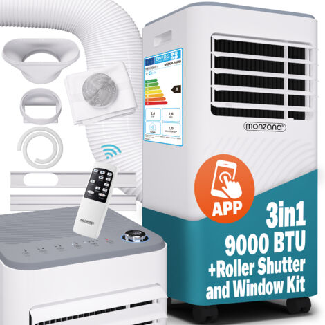 MONZANA® 3in1 Mobile Air Conditioner 24h Timer Sleep Mode Remote Control Dehumidifier Air Conditioner Cooler with Exhaust Hose 9000BTU 1000W