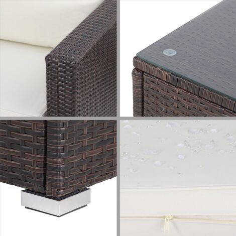 CASARIA® Garden Rattan Lounge Furniture Set inc. 318L Weatherproof Cushion Box  with Table Cushions Stool Sofa  Outdoor Patio 5 Person Seating Group  Polyrattan  Brown