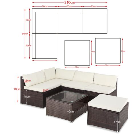 CASARIA® Garden Rattan Lounge Furniture Set inc. 318L Weatherproof Cushion Box  with Table Cushions Stool Sofa  Outdoor Patio 5 Person Seating Group  Polyrattan  Brown