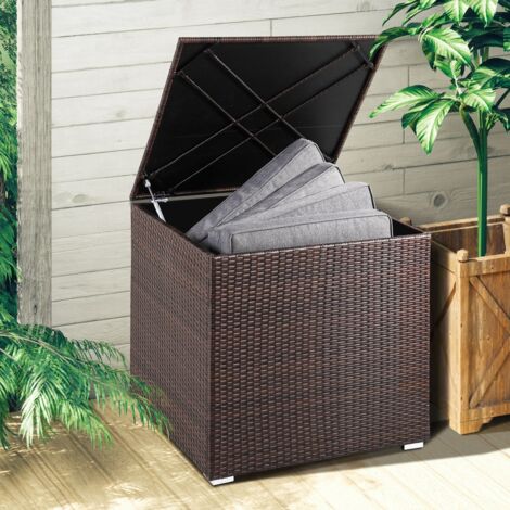 CASARIA® Garden Rattan Lounge Furniture Set inc. 318L Weatherproof Cushion Box  with Table Cushions Stool Sofa  Outdoor Patio 5 Person Seating Group  Polyrattan  Brown