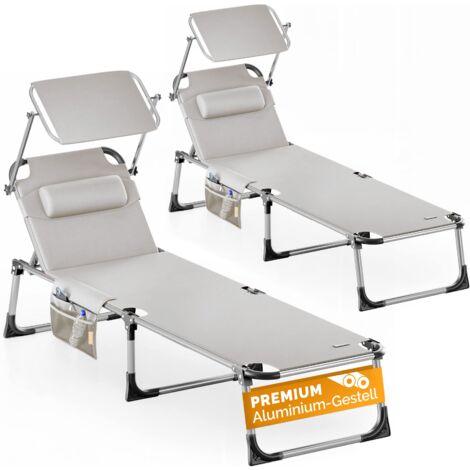 Casaria Ligstoel Malta Comfort 210cm 180kg Belastbaarheid Zonnedak
